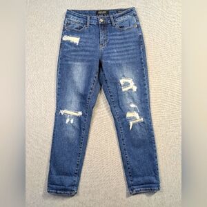 Judy Blue Distressed Boyfriend Jeans - Blue